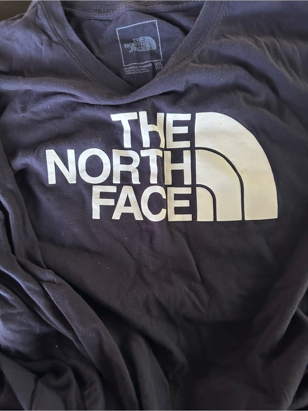 The North Face Womens Navy Blue long sleeve Tee with White Logo